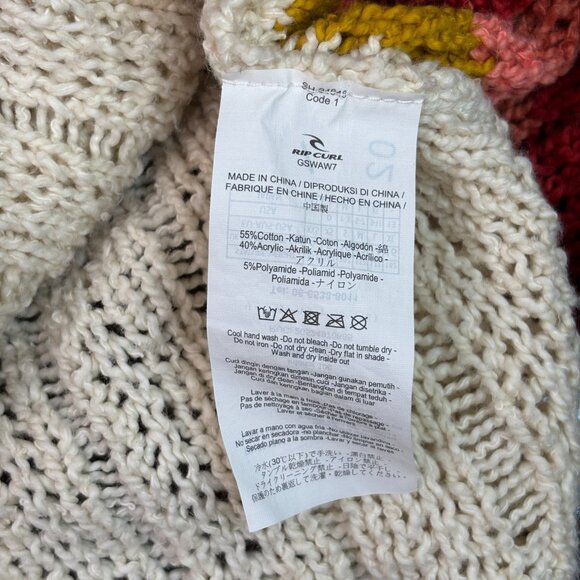 Rip Curl Sweater XS Ivory Hooded Baja Stripe Pullover Relaxed Fit Women's - Picture 11 of 11